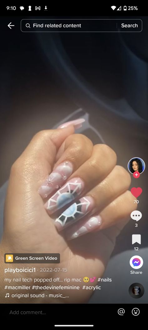 Mac Miller Acrylic Nails, Mac Miller Nails Ideas, Mac Miller Divine Feminine Aesthetic, Mac Miller Nails, Divine Feminine Mac Miller, Divine Feminine Tattoo Mac Miller, Devine Feminine Art Mac Miller, Mac Nails, Mac Miller