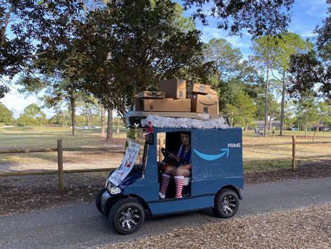 Golf Cart Decorations Ideas, Golf Cart Halloween Costume, Trunk Or Treat Ideas For Golf Cart, Trunk Or Treat For Golf Carts, Trunk Or Treat Golf Cart, Halloween Golf Cart Parade Ideas, Decorated Golf Cart Ideas Halloween, Golf Cart Parade Ideas, Golfcart Decoration Ideas Halloween