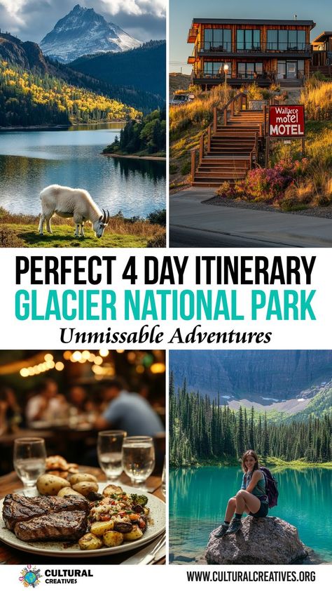 Mountain views with a scenic lake and forest setting, showcasing the Perfect 4 Day Itinerary Glacier National Park: Unmissable Adventures. Many Glacier, Lake Mcdonald, Glacier Park, Road Trip Planning, Glacier National, Glacier National Park, Amazing Adventures, Travel Adventure, Trip Planning