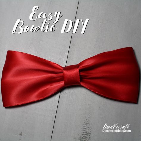 Red Ribbon Bowties!  Easy DIY!  This is a fun and simple way to make bowties.  This would be great for little matching choir ties, Christmas ties for the bows and a   hair bow for the girls, Great for a Doctor Who themed party   or just a fun addition to the Christmas tree or garland! How To Make A Bowtie, Make A Bow Tie, Doctor Who Crafts, Christmas Ties, How To Tie Ribbon, Ribbon Crafts Diy, Red Bow Tie, Chic Flowers, Boutique Bows