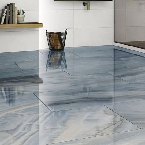 Floor & Wall Tiles Beautiful Tiles For Living Room, Coloured Floor Tiles, Blue Tiles Living Room, Modern Tiles For Bedroom Floor, Room Tiles Floor Bedroom, Grey Porcelain Tile Floor, Floor Tiles Design Living Room, Modern Bedroom Tile Flooring Ideas, Blue Tiles Floor