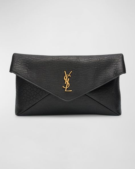 Clutch Bag Outfit, Saint Laurent Pouch, Ysl Pouch, Ysl Envelope, Handbag Styles, Ysl Clutch, Envelope Pouch, Saint Laurent Handbags, Bronze Hardware