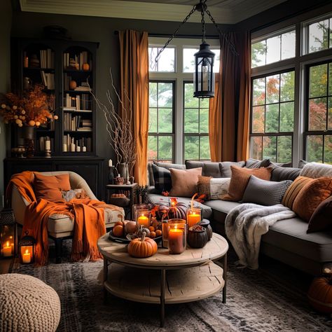 #fall, #fallhome, #falllivingroom, #livingroom, #homeinspo Fall Color Interior Design, Fall Colors Living Room, Autumn House Decor Living Room, Soft Goth Autumn House, Dark And Cozy Living Room, Autumnal Living Room, Cosy Living Room Ideas Warm Colours, Comfy Cozy Living Room, Autumn Living Room Decor