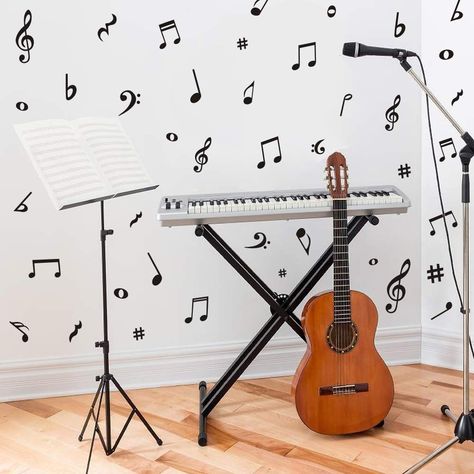 Recording Studio Decor, Room Music Studio, Kids Music Room, Classroom Walls Paint, Music Wall Decal, Studio Decoration, Room Music, Music Room Decor, Musical Gift