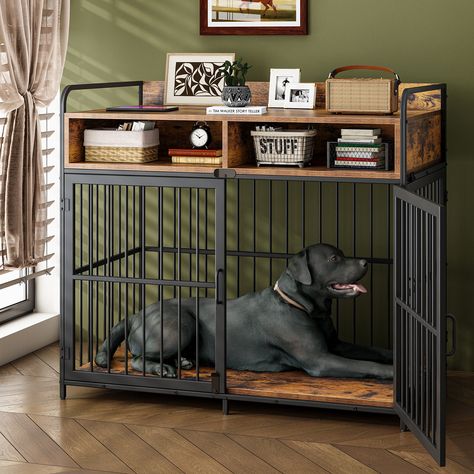 Dog Crate With Storage, Dog Cage Table, Furniture Dog Kennel, Large Dog Crate Furniture, Dog Kennel End Table, Dog Kennel Indoor, Custom Dog Crate, Metal Dog Kennel, Small Dog Crate