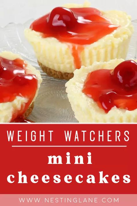 Low Calorie Mini Cheesecakes, Weight Watchers Cherry Cheesecake, Katieleebiegel Recipes, Low Cal Cheesecake Recipes, Ww Cherry Pie Filling Recipes, Low Calorie Desserts Easy Healthy, Weight Watcher Desserts Easy, Low Calorie Cheesecake Recipe, Lite Dessert Recipes