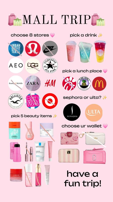 Have fun shopping!!! Shopping Aesthetic List, Shopping Spree Ideas, Target Shopping Spree, What To Get At The Mall, Senior Year Fun, Beauty Shopping List, Making A Gift Basket, Lunch Places, Preppy Outfits For School