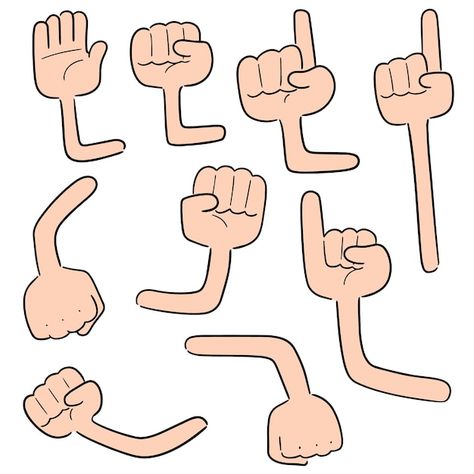 Vector set of cartoon arm | Premium Vector #Freepik #vector #hand-drawing #hand-doodle #cartoon-sketch #doodle-illustration Drawing Cartoon Characters Sketches, Animation Drawing Sketches, Cartoon Body, Doodle Characters, Cartoon Style Drawing, Hand Drawing Reference, Avatar Ideas, Character Design Sketches, Animated Drawings