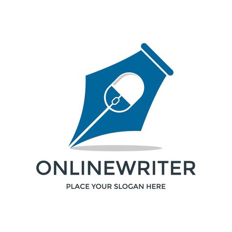 Online writer vector logo template. This design use mouse symbol. Suitable for author or freelancer. Writer Logo Design, Author Logo, Writer Logo, Graphic Design Logo, Design Logo, Logo Templates, Vector Logo, Vector Art, Vector Free