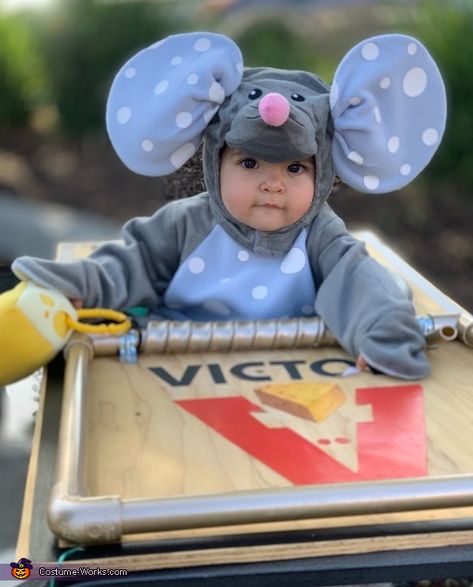 Baby Mousetrap Costume | DIY Costumes Under $35 Baby Mouse Costume, Costumes For Babies, Bumbo Seat, Homemade Costume, Costume Works, Mouse Costume, Bumbo, Homemade Costumes, Halloween Costume Contest