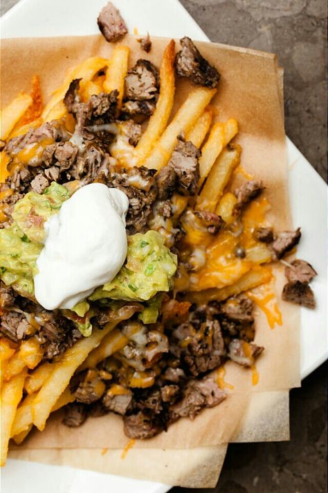 Carne Asada Fries (you haven't lived until you've tried them!) Carne Asada Fries Recipe, Carne Asada Fries, Loaded Fries, Fries Recipe, Beef Casserole, Carne Asada, Mexican Recipes, Quesadillas, Mexican Dishes