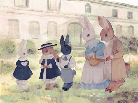 Cottagecore Art, Rabbit Illustration, Bunny Art, Fairytale Art, Ethereal Art, Cute Little Drawings, 귀여운 동물, Animal Illustration, Pretty Art