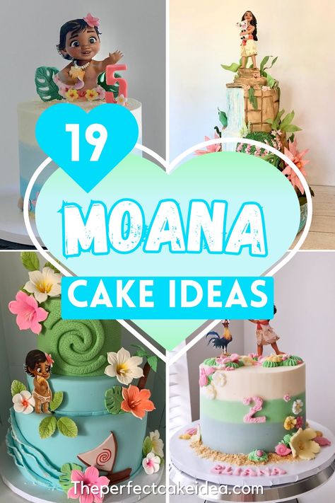 19 Unique Moana Birthday Cake Ideas. - The Perfect Cake Idea Moana Cake And Cupcakes, Moana Birthday Cake Simple, Moana Birthday Party Ideas Cake, Moana Cupcake Ideas, Baby Moana Birthday Party Ideas, Moana Themed Food, Moana Cake Ideas, Moana Birthday Cake Ideas, Mohana Cake