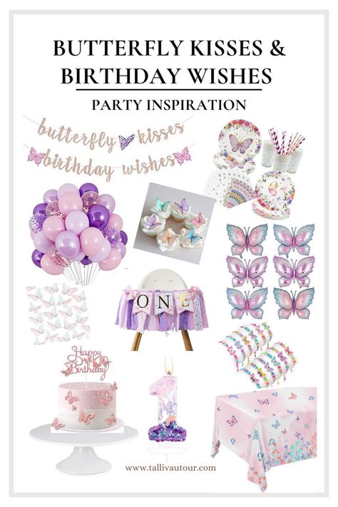 Looking to host the perfect Buuterfly Kisses & Birthday Wishes Birthday Party? I've got you covered from invitations to party favors! It's all linked in my blog! Amazon Affiliate (contains affiliate links) #amazon #birthdayparty #butterflybirthdayparty #butterfly #butterflies #fairytale #fairies #princess #balloons #arrangments #party #partyfood #partyidea #birthdaywishes #purple #pink #sparkles #bracelets #cupcakes #cake #tableware #banner #candle #invitations #decorations #partyfavors Butterfly Tea Party Birthday, Balloons Butterfly, Pink And Purple Balloons, Dragonfly Birthday, Butterfly Tea Party, Purple Butterfly Cake, Butterfly 1st Birthday, Butterfly Themed Birthday Party, Wedding Business Ideas