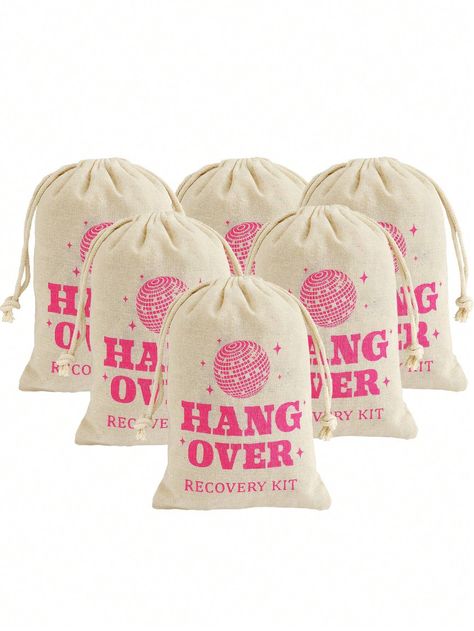 6pcs 'hangover Recovery Kit' Hangover Relief Kit Burlap Bag & Emergency Packaging Bag For Bachelor/ Bachelorette Party SuppliesI discovered amazing products on SHEIN.com, come check them out! Bride Gift Bags, Hangover Recovery Kit, Hangover Kit Bags, Bachelor Party Favors, Hen Party Favours, Burlap Gift Bags, Bachelorette Party Supplies, Hangover Kit, Burlap Bags