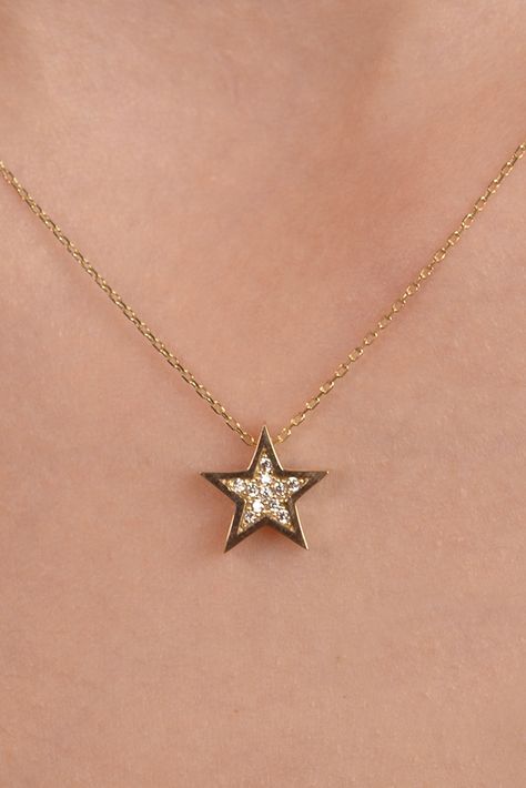 Our star necklace is 14k solid gold. At the top of the star pendant, zircon stones are decorated.  If you are looking for a romantic and dainty gift for your star of the life, it is an excellent choice. Also, this gold star is a perfect present for your loved ones from 7 to 70 on their birthdays, mother's day, valentine's day, anniversaries, or graduation. We can add a gift note for your loved ones. It arrives in a special jewelry gift box.  We respond to your questions happily. Your question wi Gold Star Jewelry, Star Locket, Valentine Necklace, Gold Star Necklace, Gold Star Pendant, Diamond Star Necklace, Diamond Locket, Astrology Necklace, Graduation Jewelry