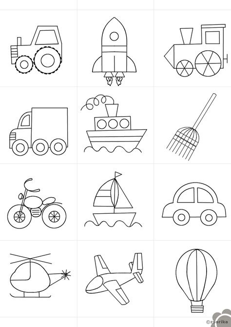 Preschool Art Transportation, Cute Car Drawing, Transportation Doodle, Transportation Drawing, Transport Drawing, Vehicle Drawing, Car Embroidery, Transportation Preschool, صفحات التلوين