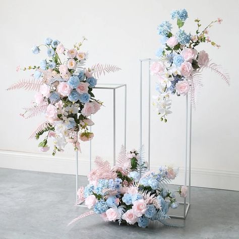 Pink Floral Arch Decor for Wedding Table Centerpiece Blue - Etsy Australia Blue And Pink Floral Arrangements, Pink And Blue Flower Arrangements, Arch For Party, Pink Floral Arch, Flower Archway, Babyshower Decor, Blue Flower Arrangements, Pink Flower Arrangements, Decor For Wedding