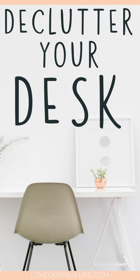 Simple Tips to Declutter Your Desk. Follow these easy hacks to declutter and tidy your work space to get more done in your home office. As we are all staying home these days, having a calm, relaxing, and CLEAN environment will help us be more productive. Declutter Office Space, How To Declutter Your Office, Declutter Desk, Computer Declutter Checklist, Declutter Mind Quotes, Deep Clean Bedroom, Declutter Living Room, Office Decluttering, Organize Office Space