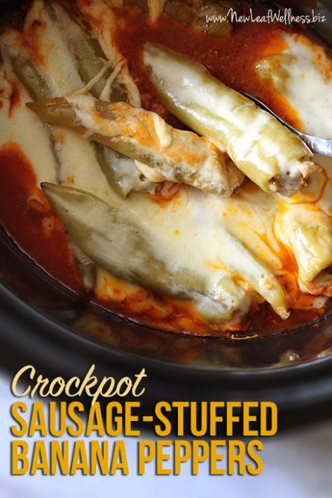 Crockpot Sausage-Stuffed Banana Peppers Recipe Stuffed Banana Peppers Recipe, Banana Peppers Recipe, Crockpot Sausage, Recipes With Banana Peppers, Sausage Crockpot, Weekly Recipes, Pepper Recipes, Serving Ideas, Banana Peppers