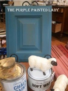 Olive and Aubusson Blue cabinet Annie Sloan Chalk Paint Aubusson Blue, Purple Painted Lady, Paint Your Kitchen Cabinets, Aubusson Blue, Blue Cabinet, Blue Chalk Paint, Furniture Upcycling, Cup Storage, Chalk Paint Colors