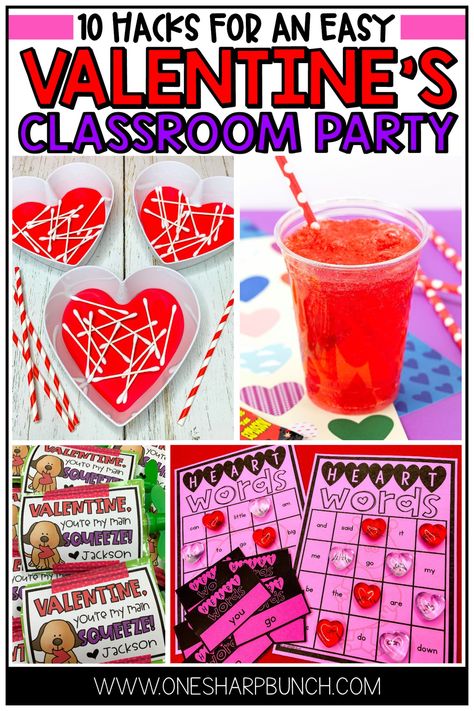 Valentines Craft For Kindergarten, 2nd Grade Valentine Party Games, Valentines Classroom Games School Parties, Class Valentine Activities, Valentine Craft Elementary School, Preschool Valentines Party Games, Kinder Valentines Party, Valentine’s Day Kids Ideas, Valentines Day Class Party Room Mom