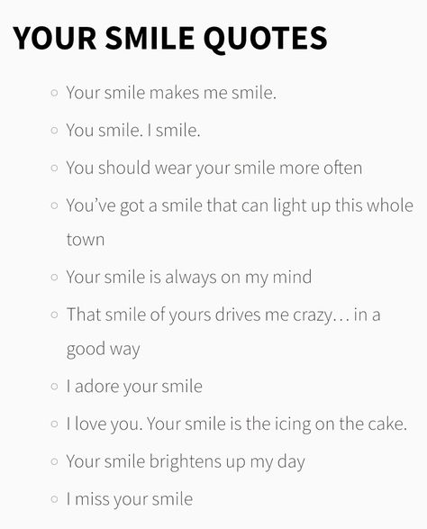 Smile Captions Instagram, Cute Smile Quotes, Your Smile Quotes, Smile Captions, Citations Instagram, Quotes For Your Boyfriend, Cute Quotes For Instagram, Snapchat Names, Smile Word