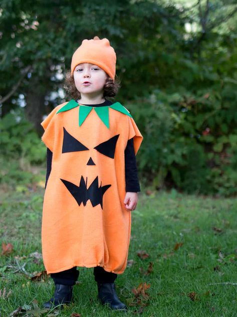 Jack-O-Lantern Costume DIY- Easy to Sew! - Toddler Pumpkin Costume Diy, Easy Diy Toddler Halloween Costumes, Diy Pumpkin Costume Kids, Diy Animal Costume For Kids, Pumpkin Costume Kids, Diy Pumpkin Costume, Toddler Pumpkin Costume, Pumpkin Clothes, Disfraz Diy