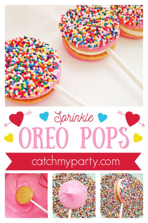 Oreo Cake Pops, Donut Themed Birthday Party, Girl Valentines, Oreo Flavors, Sprinkle Party, Donut Birthday Parties, Dessert Party, Sprinkle Baby Shower, Oreo Pops