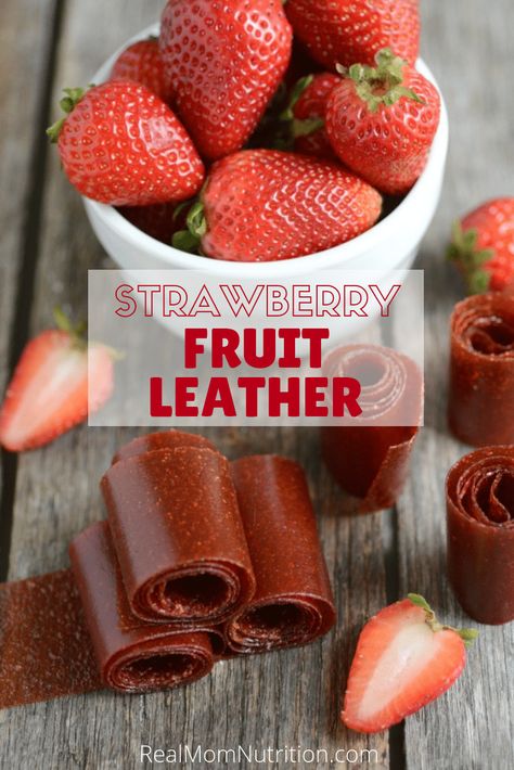 Skip the boxed fruit roll-ups and make your own with this recipe for Strawberry Fruit Leather that uses real fresh fruit and honey.  #fruitrollups #snacksforkids #fruitsnacks #lunchboxideas #realmomnutrition Strawberry Fruit Leather Recipe, Strawberry Fruit Leather, Rethink Your Drink, Fruit And Honey, Homemade Fruit Leather, Fruit Leather Recipe, Fruit Roll, Snack Craving, Fruit Leather