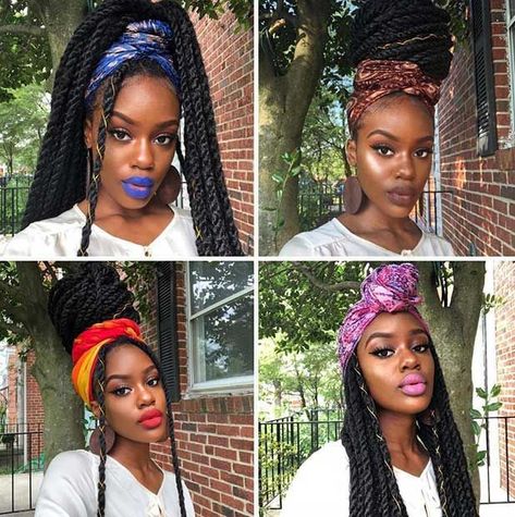 Four headwrap styles to up your wrapping game😁. #54history #pinforlater #headwrap #hairscarfstyles #fashion #styles Long Marley Twists, Braided Locs, Hairstyles Buns, Marley Twist Hairstyles, Headwrap Hairstyles, Marley Twist, Braids Boxbraids, Hairstyles Quick, Honey Blond