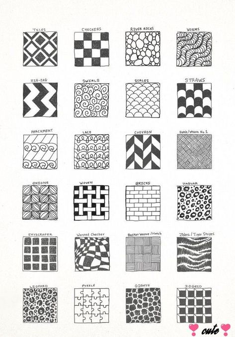 Zentangle Patterns For Small Spaces, Simple Doodle Patterns, Zentangle Patterns Ideas Inspiration, Simple Zentangle Art Patterns, 3d Pattern Drawing, Geometric Pattern Design Simple, Trippy Patterns To Draw, Zentangle Patterns Easy Simple, Doodle Patterns Simple