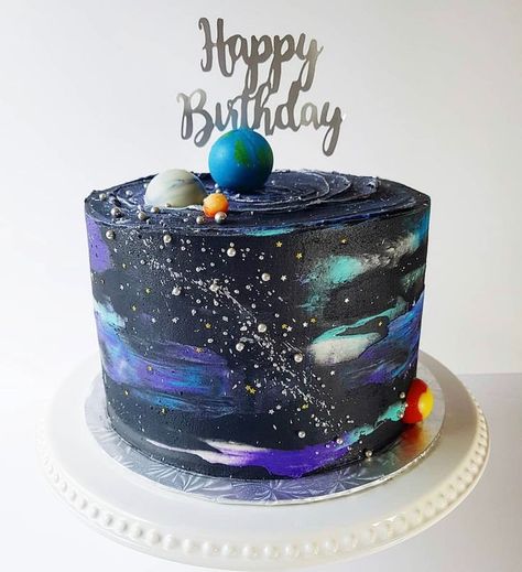 Buttercream Space Birthday Cake, Outer Space Theme Birthday Cake, Galaxy Birthday Cakes, Galaxy Smash Cake 1st Birthdays, Space Galaxy Cake, Galaxy Smash Cake, Outer Space Cakes For Kids, Galaxy Cake Birthday Girl, Galaxy Cake Birthday