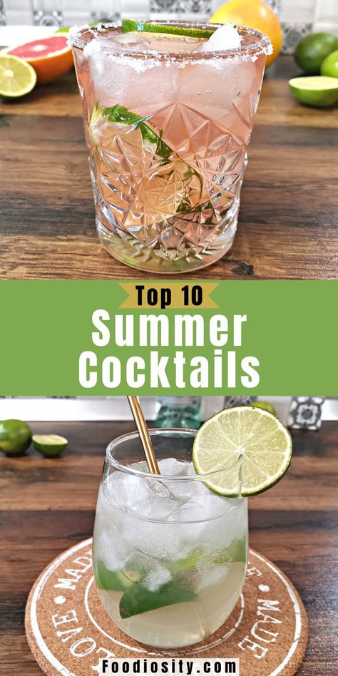 Here is how to make the best 10 Summer Cocktails. Enjoy! Clean Cocktail Recipes, Cocktail Of The Day, Cocktails For Summer, Light Summer Drinks Alcohol, Light Cocktails Summer, Long Drinks Cocktails, May Cocktails, Fancy Summer Drinks, Light Refreshing Cocktails