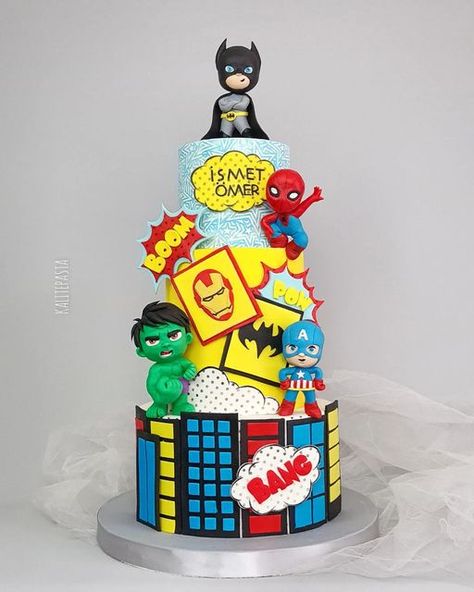 Superhero Cake For Boys, Teddy Bear Theme Cake, Bear Theme Cake, Marvel Birthday Cake, Avengers Cake, Spiderman Birthday Cake, Lego Birthday Cake, Fruit Birthday Party, Avengers Theme