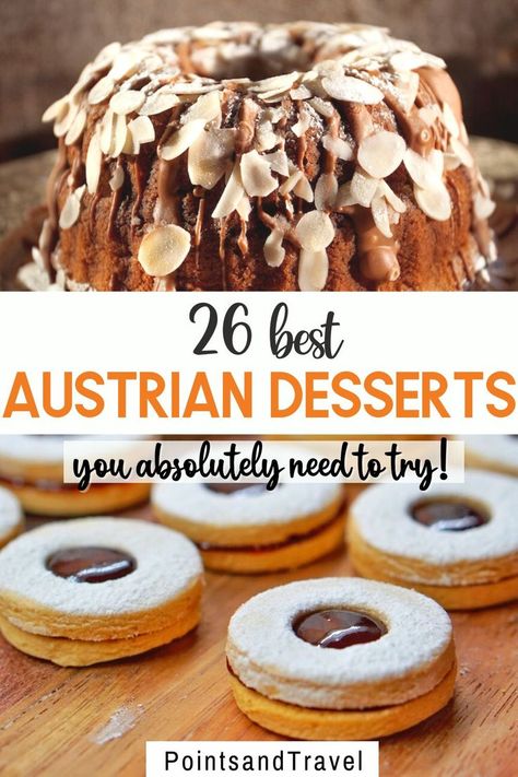 26 Best Austrian Desserts You Absolutely Need to Try! Austrian Cookie Recipes, Easy Austrian Recipes, Austrian Desserts Traditional, Austrian Recipes Traditional, Austrian Dessert Recipes, Austrian Christmas Traditions, Austria Food Recipes, Eastern European Desserts, Austrian Food Recipes