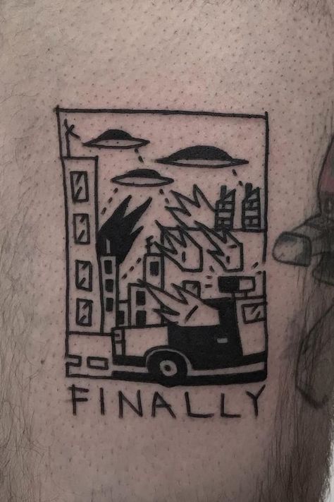 Madness Tattoo Ideas, Dumpster Tattoo, Thrifting Tattoo, Absurdist Tattoo, Ignorant Tattoo Sleeve, Sarcasm Tattoo, Ignorant Tattoo Ideas, Antisocial Tattoo, It Is What It Is