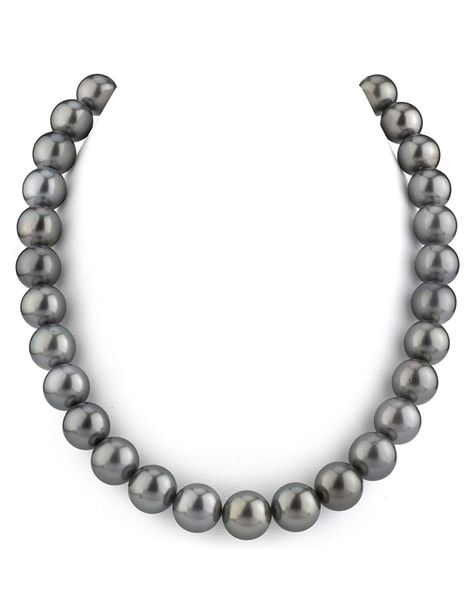 THE PEARL SOURCE 14K Gold Round Genuine Black Tahitian South Sea Cultured Pearl Necklace in 18 Princess Length for Women Tahitian Pearls Jewelry, South Sea Pearl Necklace, Tahitian Pearl Necklace, Pearl Strands Necklace, Buy Necklace, Cultured Pearl Necklace, Sea Pearl, Pearl Strands, The Pearl