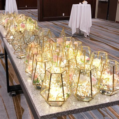 Affordable Centerpieces, Geometric Terrarium Wedding, Terrarium Centerpiece, Terrarium Wedding, Lighted Centerpieces, Centerpieces Ideas, Tafel Decor, Event Centerpiece, Geometric Terrarium