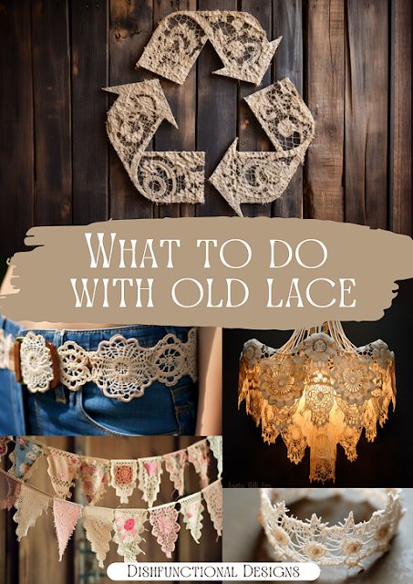 Dishfunctional Designs: Ideas For What To Do With Old Lace Crafts Using Old Doilies, Diy With Doilies, Antique Doilies Ideas, Lace Recycle Ideas, Vintage Fabric Crafts Diy Projects, Lace Uses Ideas, Doily Repurposed Ideas, Vintage Doily Repurposed, Old Doilies Ideas Vintage Linen