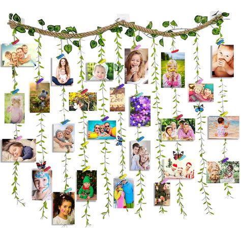 PRICES MAY VARY. Instant Photo Display:: Showcase your beautiful photos with this hanging instant photo display, you will get 40 colorful wooden clips, 8 butterfly decorations, 3 hooks, 1 Vine Tree Plant DIY Picture Photo Frame Display Your Life: This wall hanging photo frame is suitable for displaying your wonderful life details, showcasing wonderful memories of journey, love, family, baby, lover, friends, parties, etc. Easy to Install: no assembly required, just fix the photo frame on the hook Instant Photo Display, Cadre Photo Diy, Vine Tree, Hanging Photo Display, Photo Frame Collage, Decoration Creche, Wall Hanging Photo Frames, Diy Photo Display, Clip Picture Frame