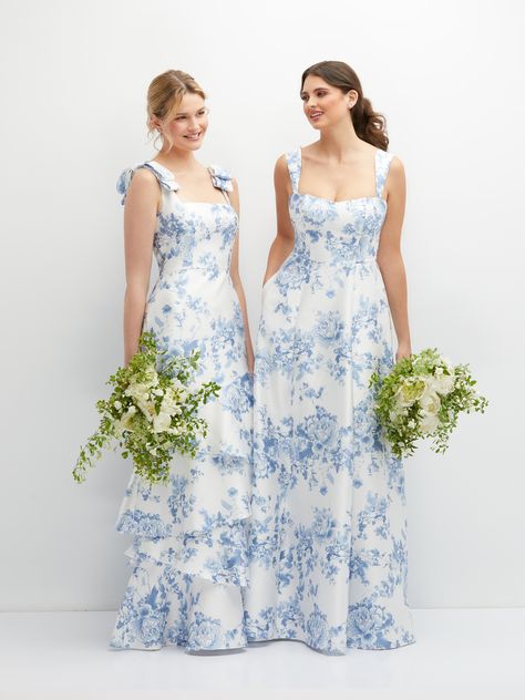 Dessy Group | Bridesmaid Dresses in New York Blue And White Bridesmaids Dresses, Blue And White Hydrangea Bridesmaid Dresses, White And Blue Floral Bridesmaid Dresses, Blue And White Floral Bridesmaid Dresses, Blue And White Bridesmaid Dresses, Bridesmaid Dresses Blue Floral Print, Mixed Blue Floral Bridesmaid Dresses, Wedding Entourage, Winter Wedding Guest Dress