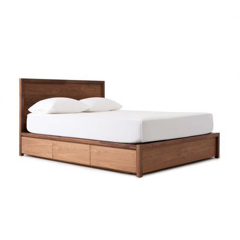 Bed Design Storage, Bed Base With Drawers, Beds Wood, Modern Storage Beds, Beds With Storage, Bed Drawers, Storage Beds, Drawer Rails, Veneer Panels