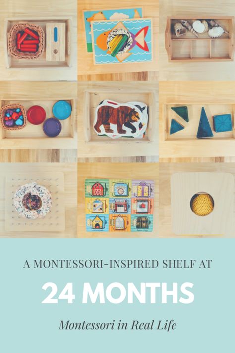 Montessori-inspired Materials at 24 Months - Montessori in Real Life Montessori Activities 24-36 Months, Montessori 24-36 Months Activity, Montessori 24 Months, Montessori 24-36 Months, Montessori 12 Months, Montessori Trays, Montessori Shelf, Maluchy Montessori, Montessori Parenting