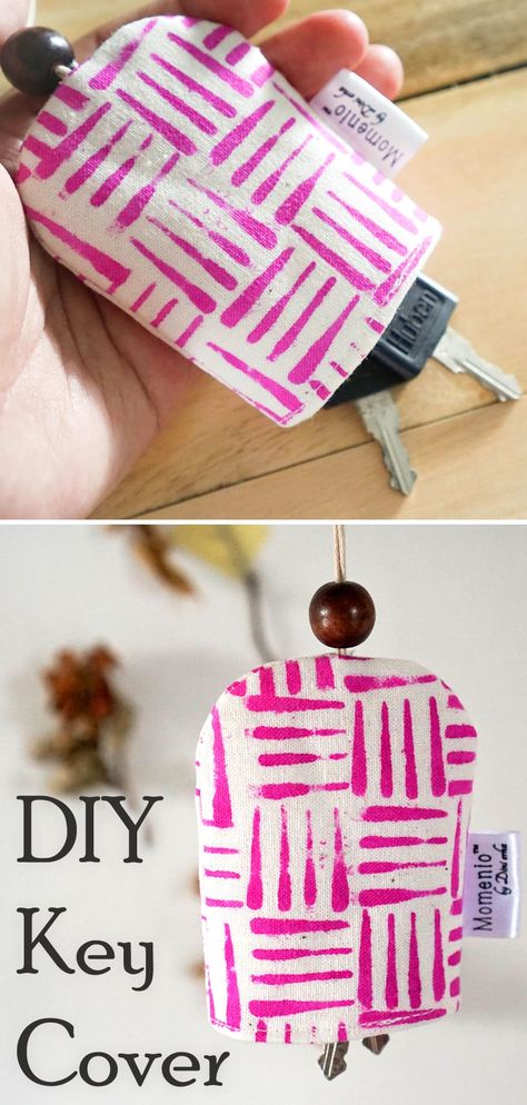 Keychain Cover Tutorial & Pattern Key Holder Sewing Pattern, Key Fob Pouch Pattern Free, Key Fob Coin Pouch Free Pattern, Key Cover Pattern Sewing, Sewing Teacher Gifts Ideas, Key Pouch Pattern, Diy Key Cover, Key Fobs Diy Free Pattern, Cork Fabric Sewing Ideas