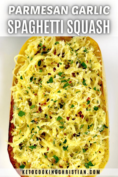 Garlic Parm Spaghetti Squash, Shaved Parmesan Recipes, Cheesy Garlic Parmesan Spaghetti Squash, Spaghetti Squash Recipes Healthy Low Carb, Spaghettini Squash Recipes, Spaghetti Squash Side Dish Recipes, Keto Squash Recipes, Spaghetti Squash Side Dish, Low Carb Spaghetti Squash Recipes