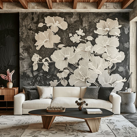 A feature wall with a bold or intricate wallpaper design, creating a striking focal point in a room, wallpaper design style Living Room Wallpaper Ideas Modern, Living Room Wallpaper Ideas, Room Wallpaper Ideas, Wallpaper Designs For Walls, 2024 Wallpaper, Living Room Wallpaper, Mid Century Minimalist, Vintage Chinoiserie, Chinoiserie Wallpaper