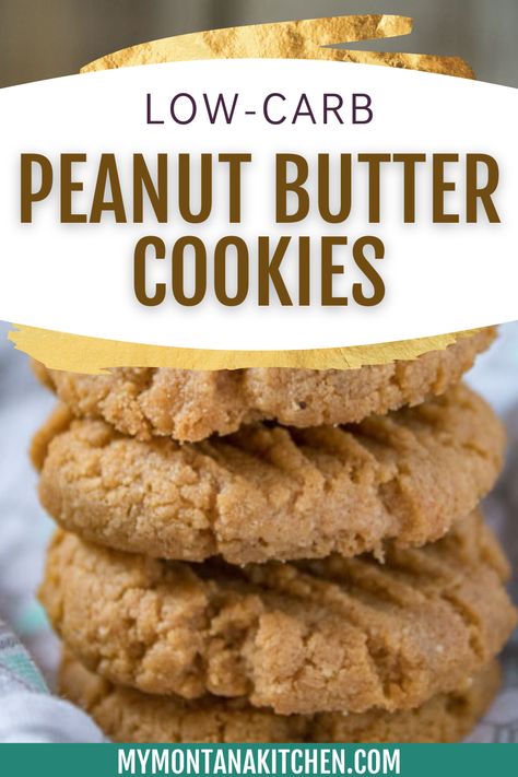 Easy to make and with only 5 ingredients, these low carb peanut butter cookies are keto friendly, sugar free, and dairy free. They're not only healthy, but they’re so delicious, everyone will love them! Low Glycemic Cookie Recipes, Low Carb Cookies Easy, Low Glycemic Cookies, Sugar Free Peanut Butter Cookies, Low Sugar Cookies, Low Carb Cookie, Low Carb Peanut Butter Cookies, Trim Healthy Mama Dessert, Low Carb Cookies Recipes