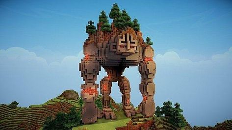 Minecraft Golem Build, Minecraft Golem Statue, Minecraft Giant Statue, Minecraft Giant Builds, Stone Golem, Minecraft Statues, Minecraft Decoration, Rumah Minecraft Sederhana, Minecraft Mansion