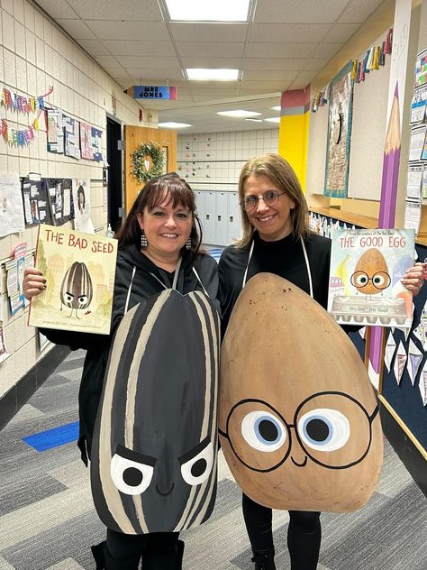 The Good Egg Costume, The Bad Seed Costume, Childrens Book Character Costumes, Egg Costume, Book Character Day, Childrens Book Characters, Bad Seed, Teacher Halloween Costumes, Book Costumes